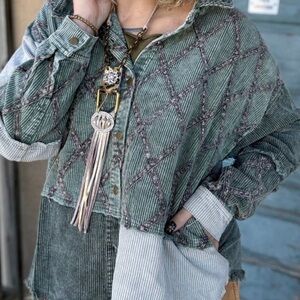 Oli & Hali Sagewood Stitch Corduroy Shacket